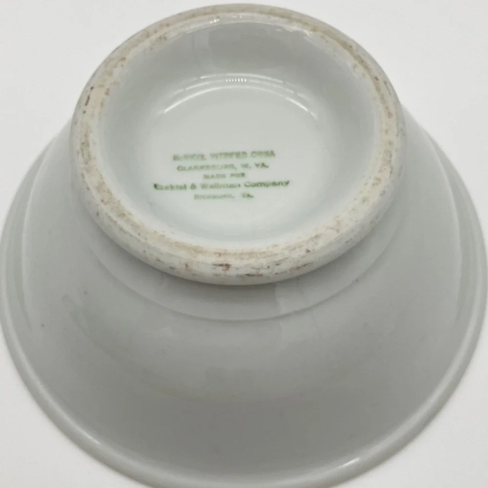 Vintage McNicol Vitrified China Bowl Restaurant Ware Green Border White Small